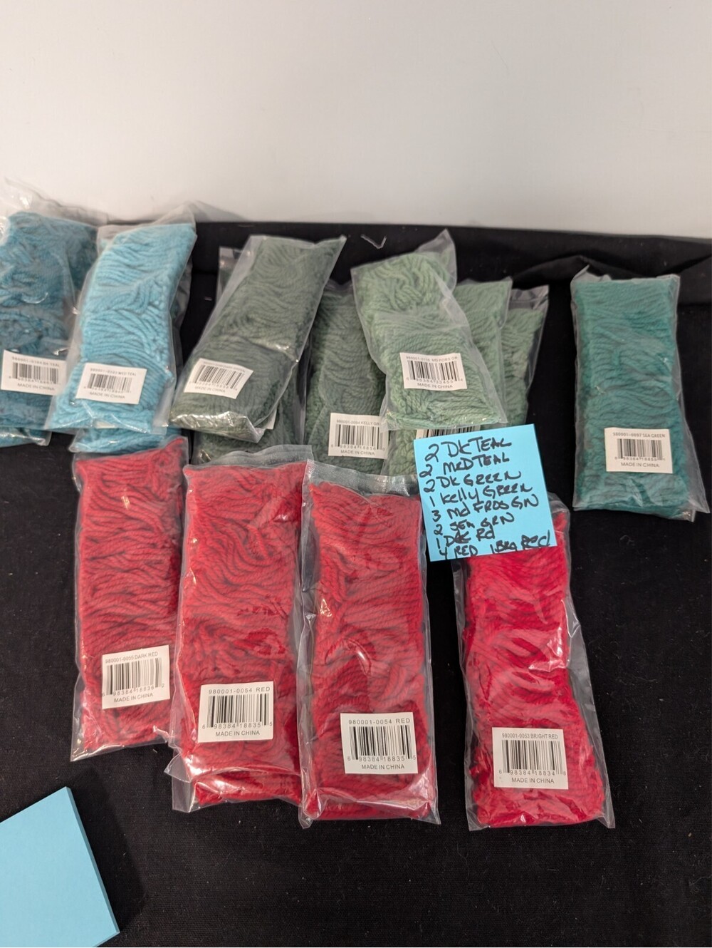 18 Packs Sunrise Latch Hook Rug Yarn Red Green Teal Pre-Cut Acrylic Bundles Lot